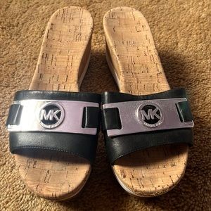 Michael Kors Womens Wedge Black size 5.5 leather upper rubber outsole